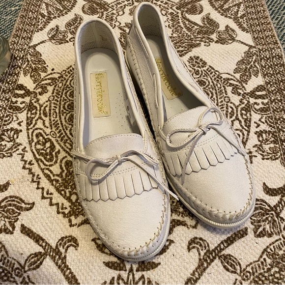 Vintage Kerrybrooke White Leather Upper Nurse Style Shoes Size 8 Like New Loafer - Picture 3 of 8